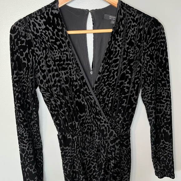 NWT ALLSAINTS Laney Devore Dress in Black - Velour Leopard - Picture 4 of 10